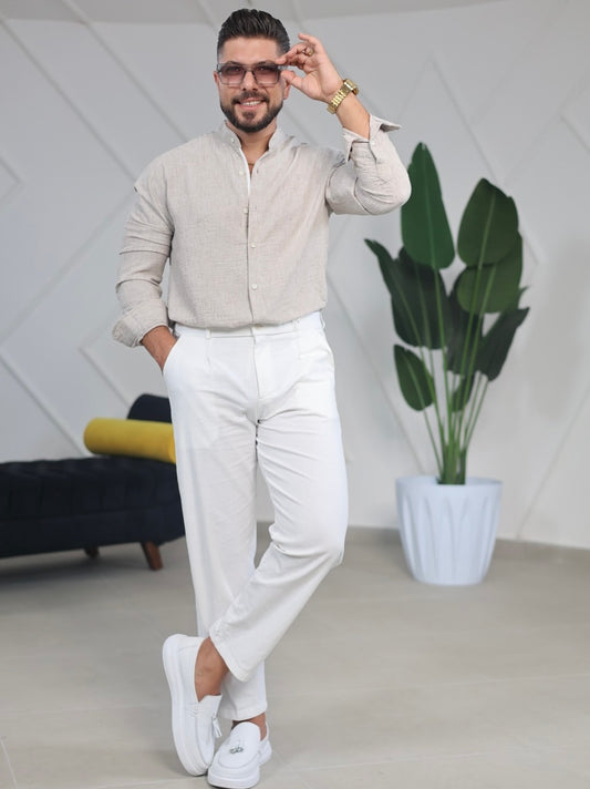 Light Beige Linen Shirt