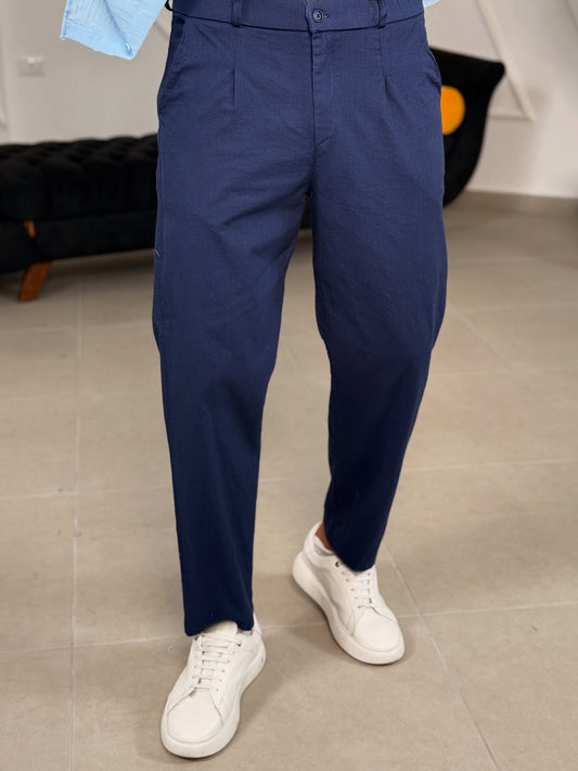 Navy Blue Linen Pant