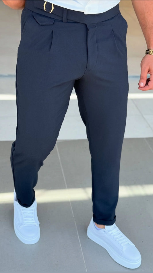 Dark Navy Blue High Waist Pants