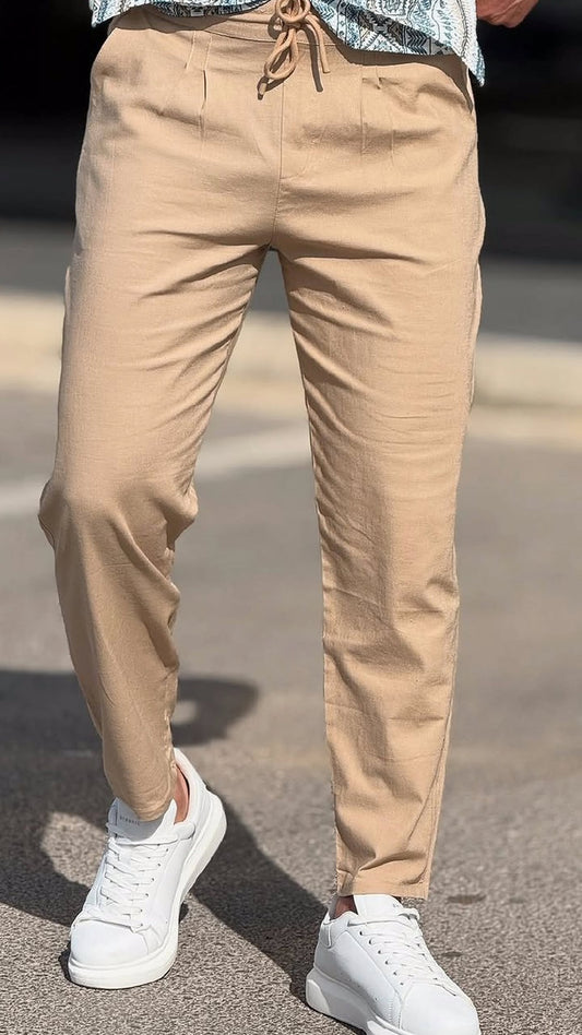Dark Beige Linen Pants
