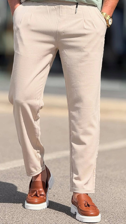 Beige Cotton Pants