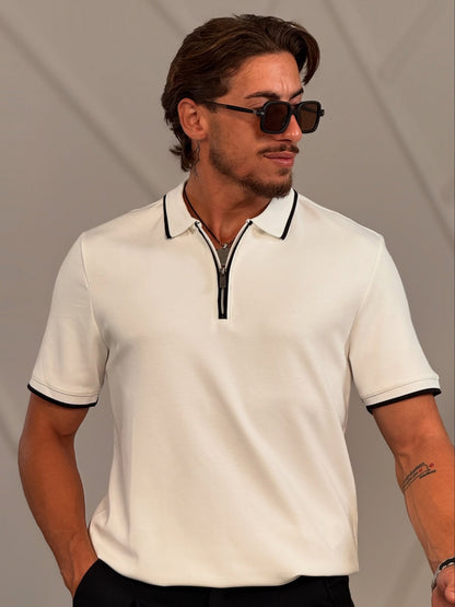 Half-Zip White Polo