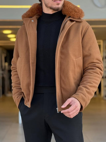 Fur Neck Brown Jacket