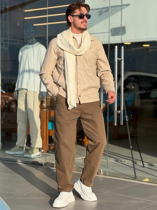 Beige Leather Jacket