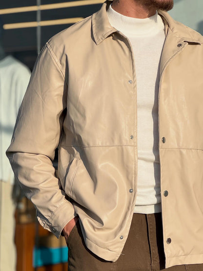 Beige Leather Jacket