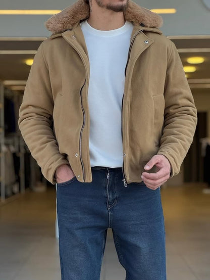 Fur Neck Beige Jacket