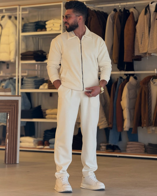 White Full Zip Set