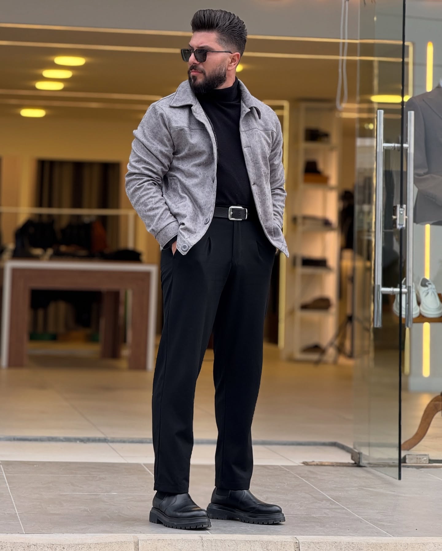 Dark Grey Leather Jacket