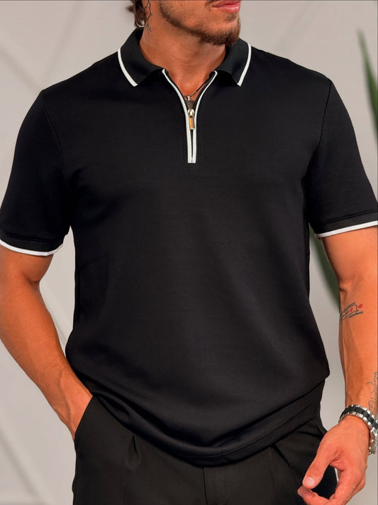 Half-Zip Black Polo