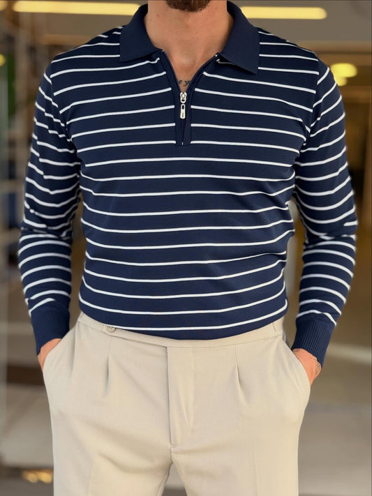 Navy Blue Half Zip Polo