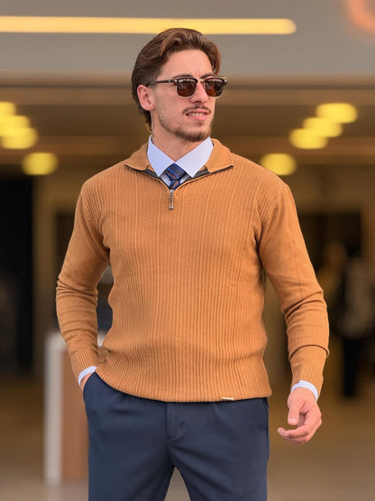Orange Quarter Zip High Neck Top
