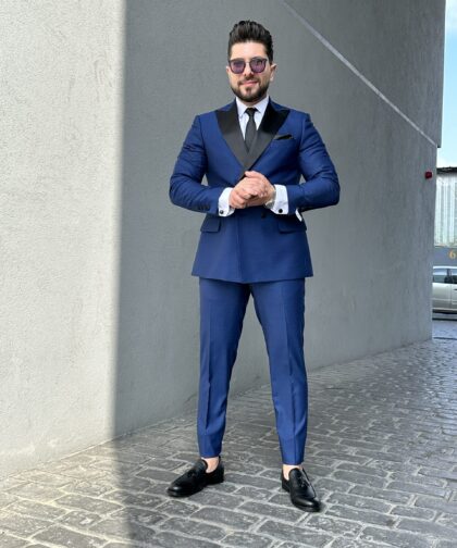 Indigo Tuxedo Dubetti Peak Lapel Suit