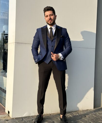 Indigo Tuxedo Peak Lapel Suit