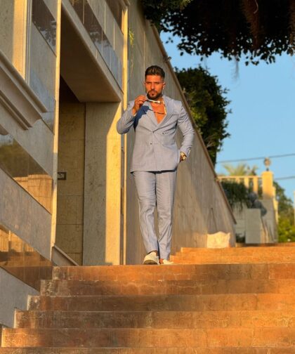 Baby Blue Peak Lapel Suit