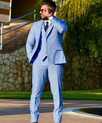 Baby Blue Peak Lapel Suit