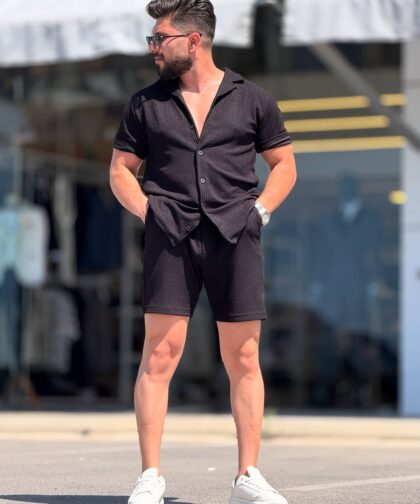 Black Chemise and Short Cotton Set