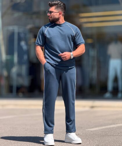Petroleum Cotton Round Neck Set