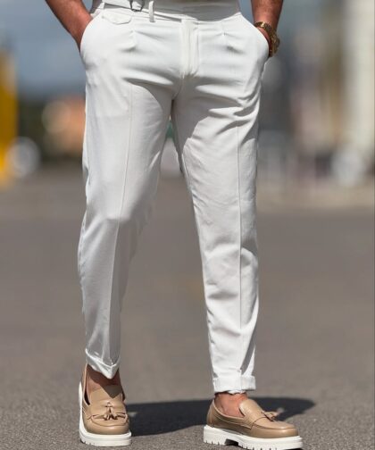 White High-waist pants