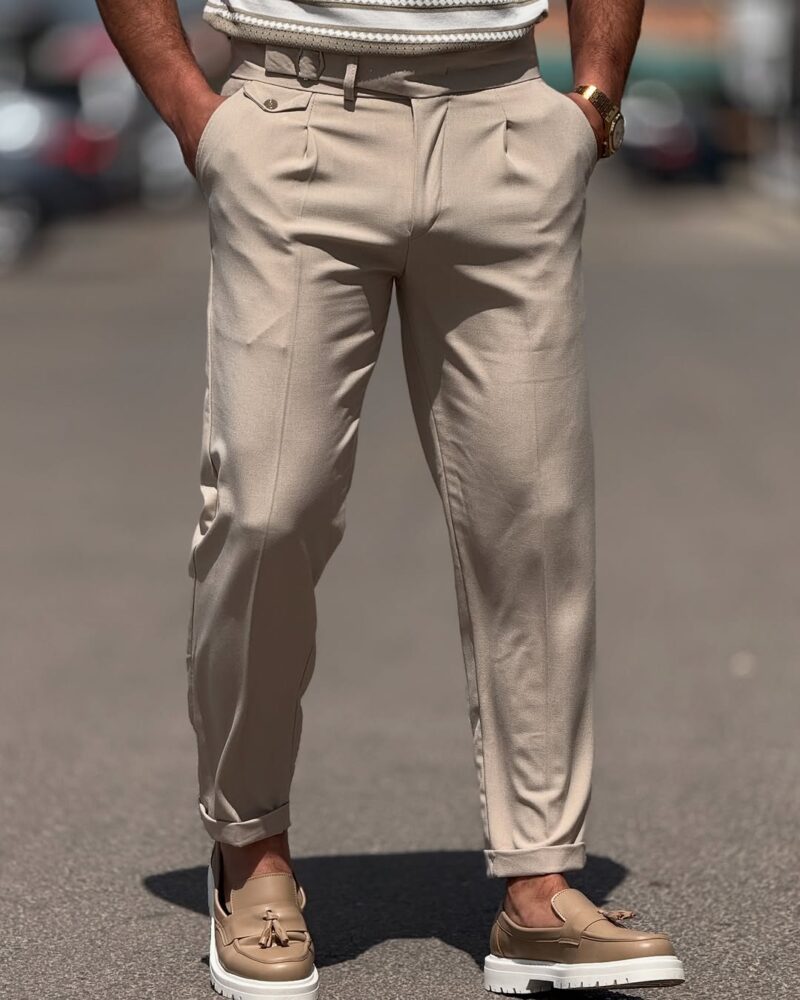 Beige High-waist pants