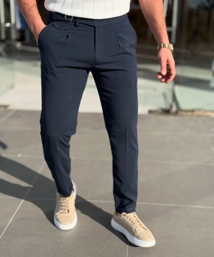 Navy High-waist pants