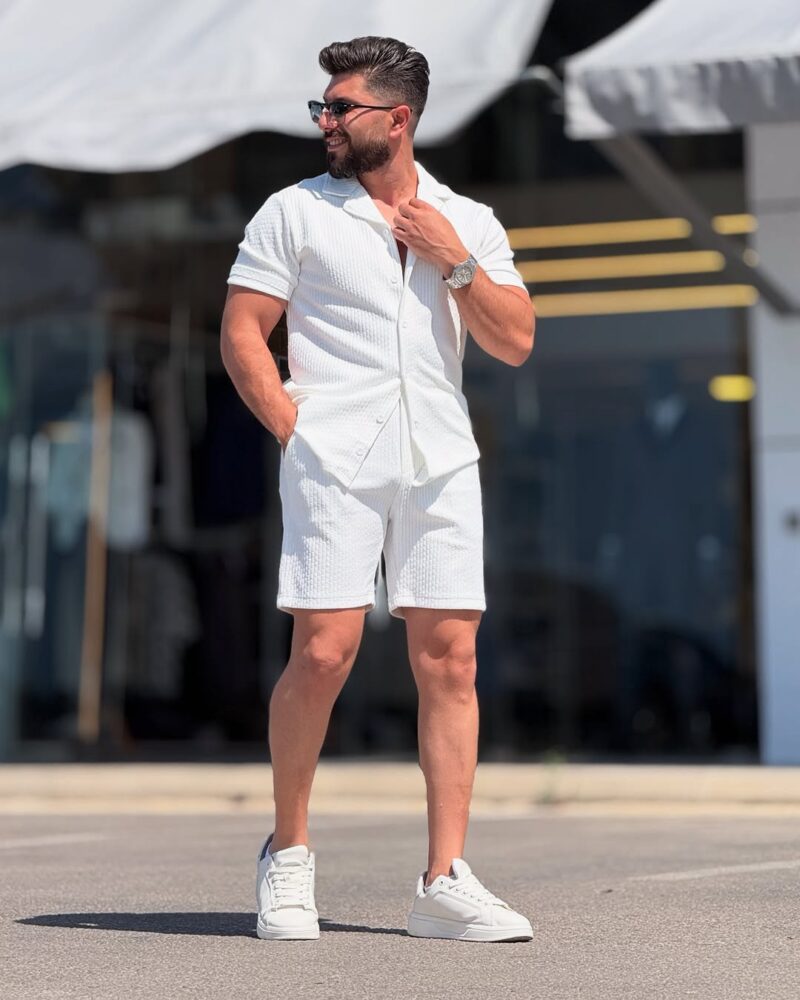 White Chemise and Short Cotton Set