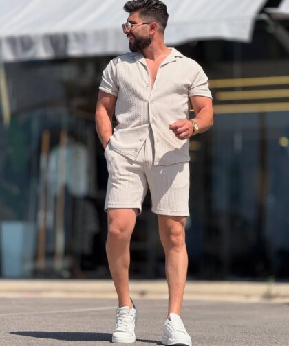 Gray Chemise and Short Cotton Set