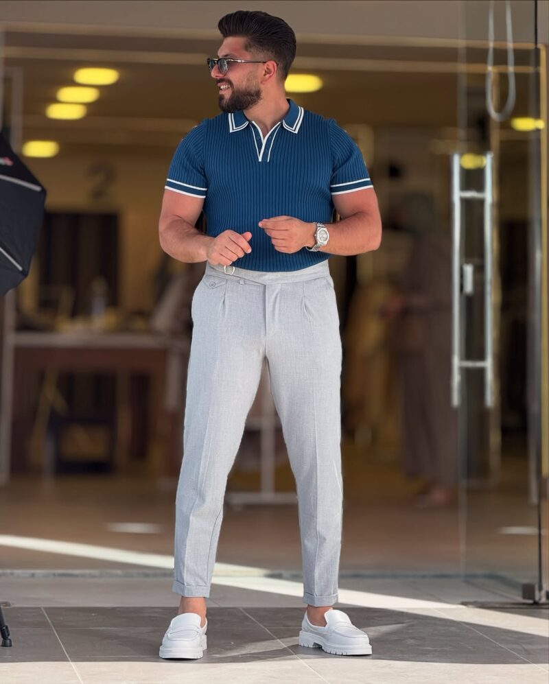 Petroleum with White Polo Neck