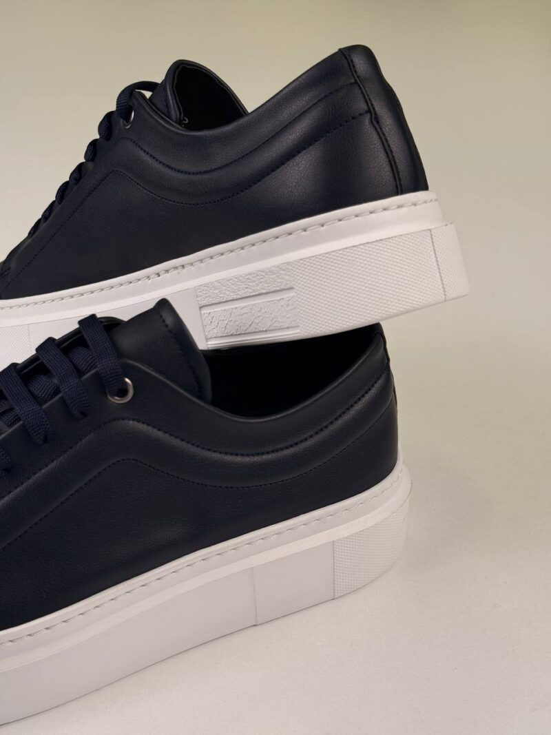 Navy Blue/White Leather Sneakers - Image 3