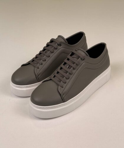 Gray/White Leather Sneakers