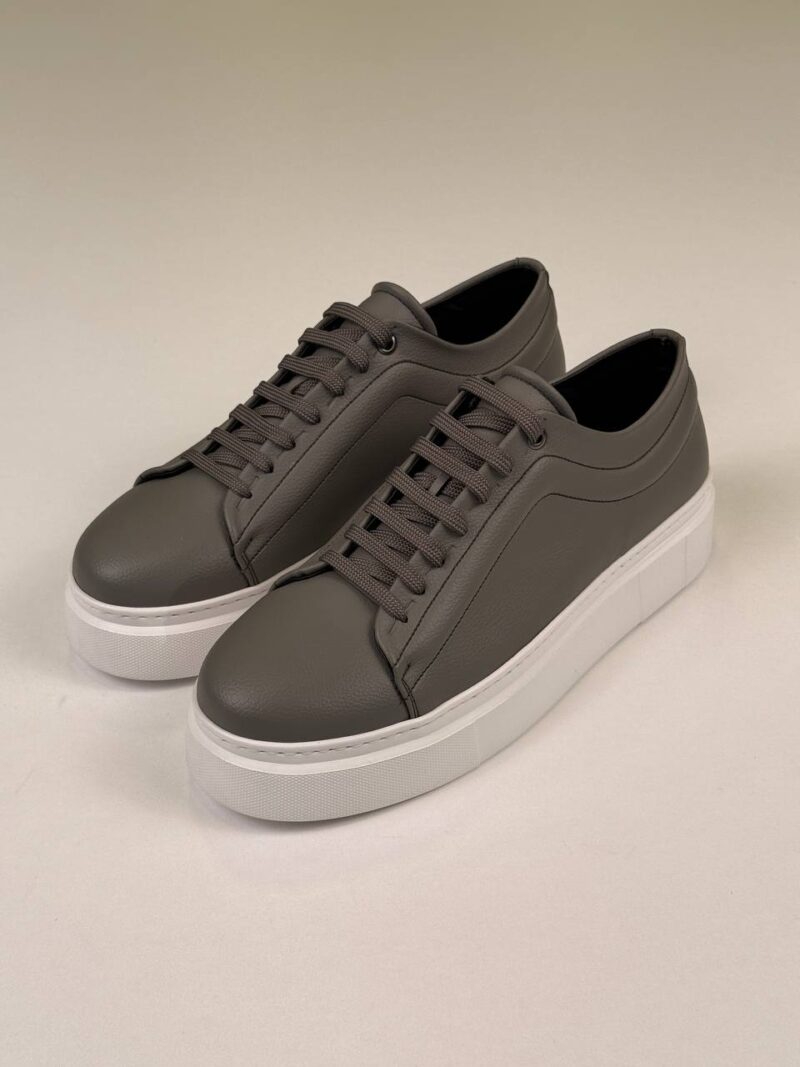 Gray/White Leather Sneakers