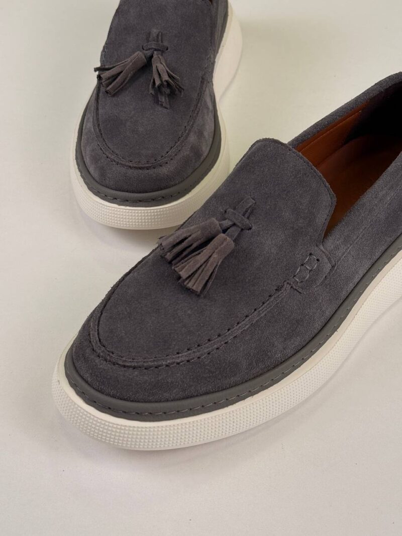 Gray/White Chamois Loafers - Image 2