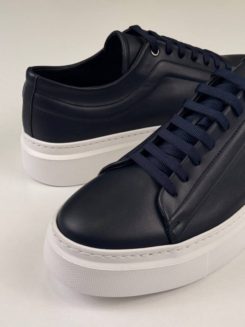 Navy Blue/White Leather Sneakers - Image 4