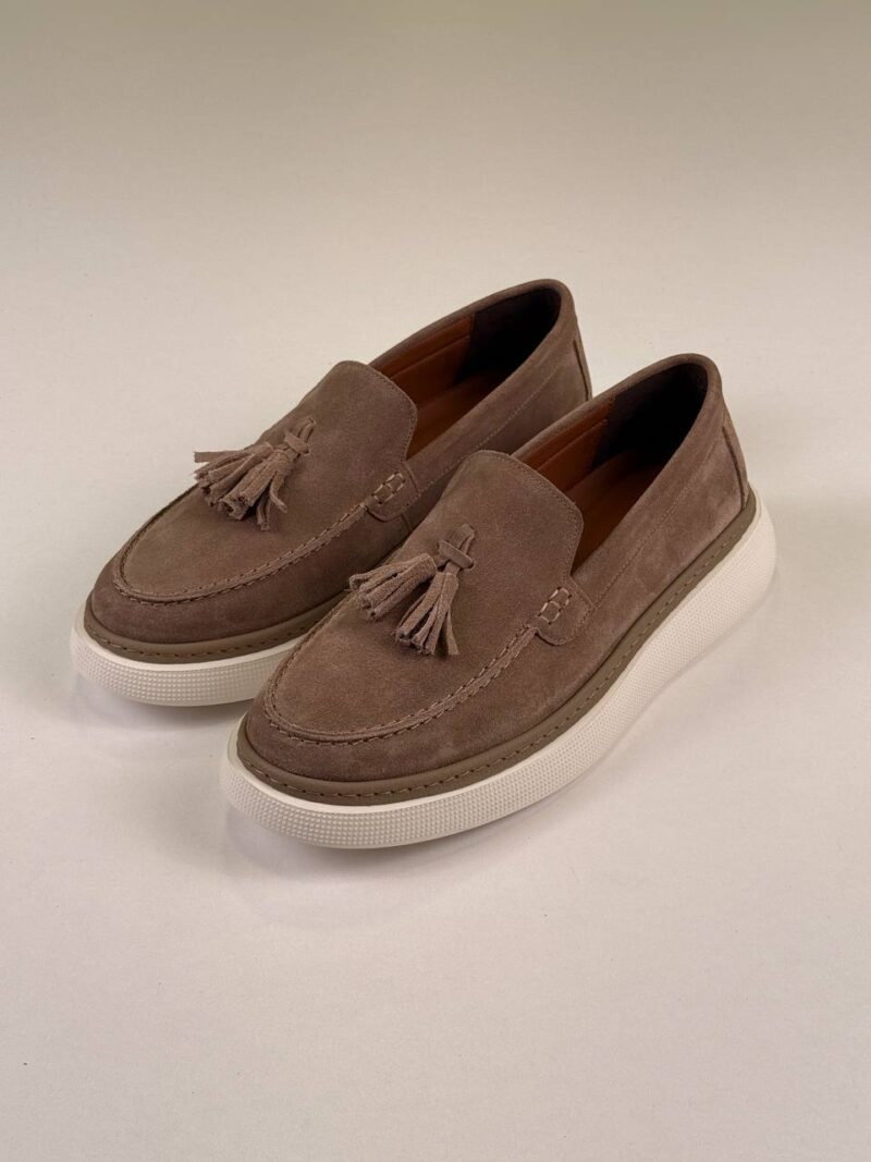 Beige/White Chamois Loafers