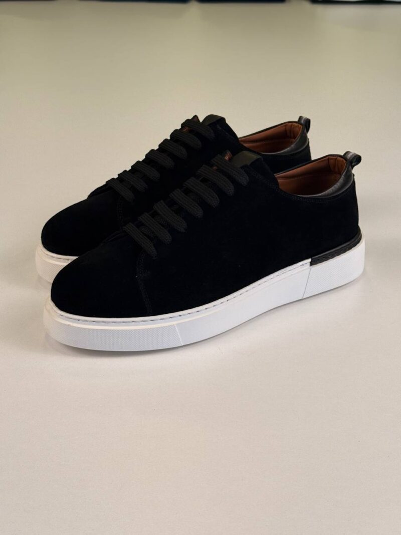 Black/White Chamois Sneakers - Image 3