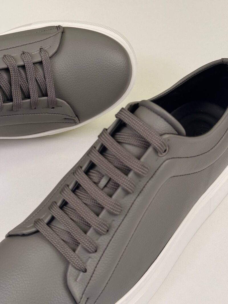 Gray/White Leather Sneakers - Image 2