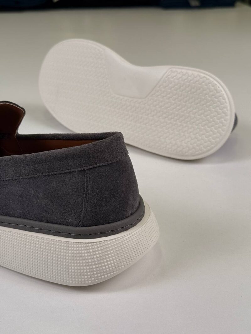 Gray/White Chamois Loafers - Image 3