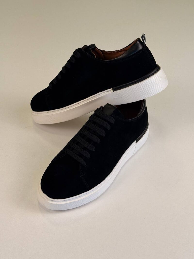 Black/White Chamois Sneakers - Image 2