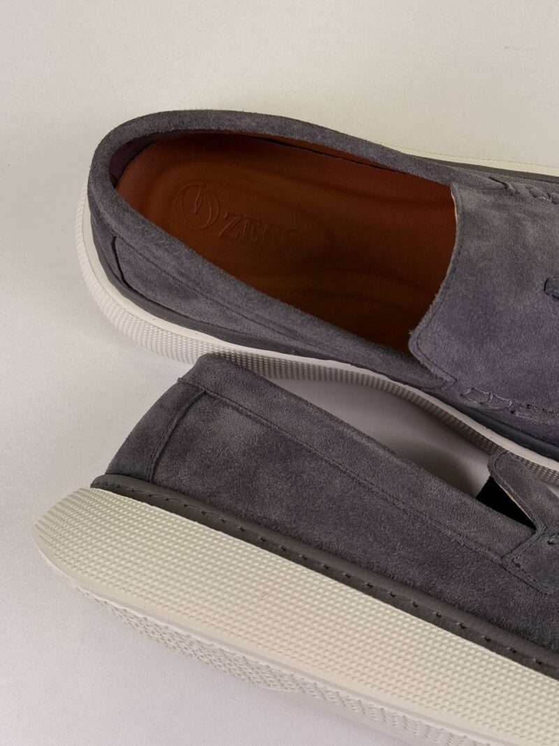 Gray/White Chamois Loafers - Image 4