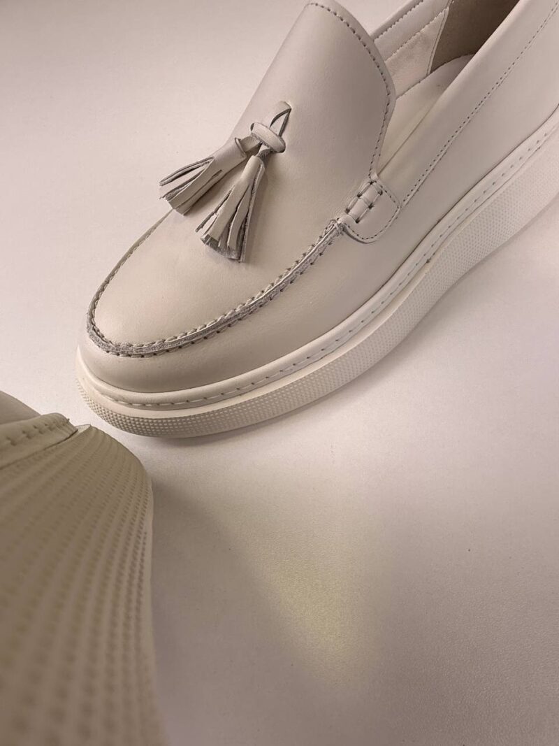 Full White Leather Loafers - Image 2