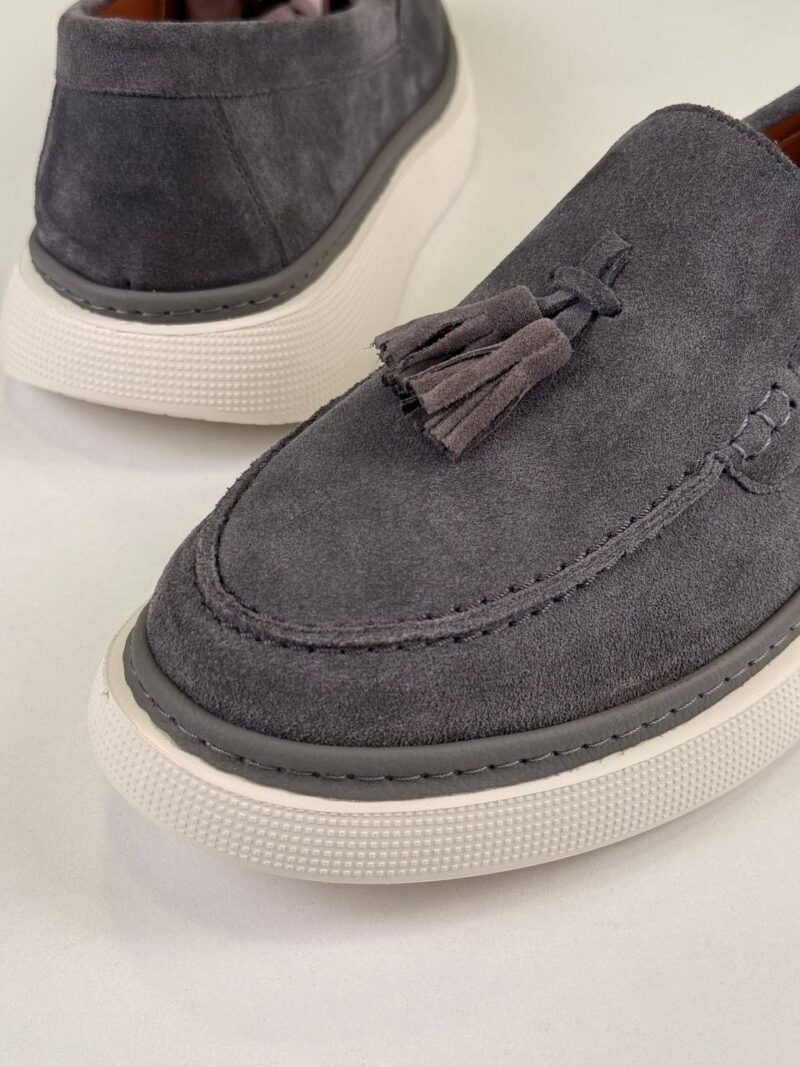 Gray/White Chamois Loafers - Image 5