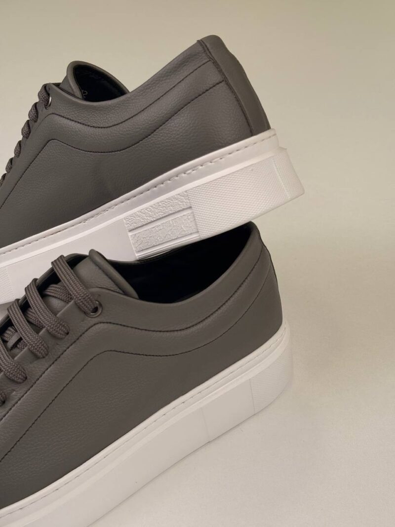 Gray/White Leather Sneakers - Image 3