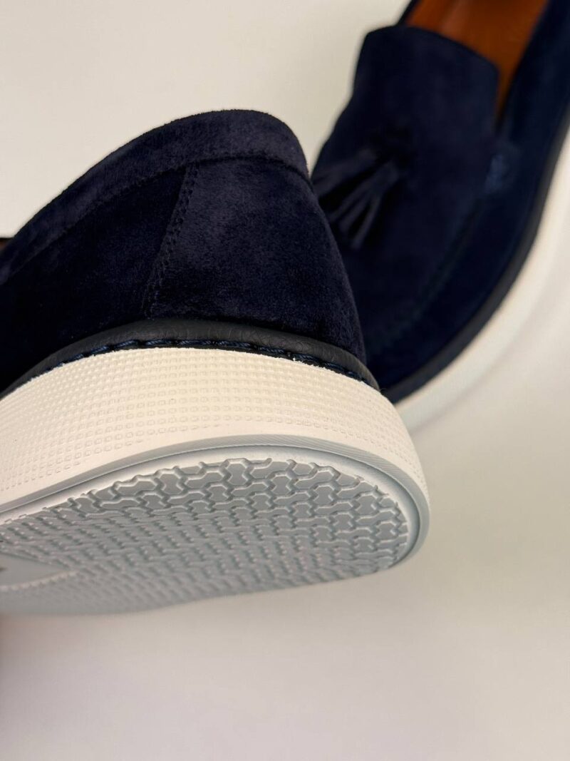 Navy Blue/White Chamois Loafers - Image 2