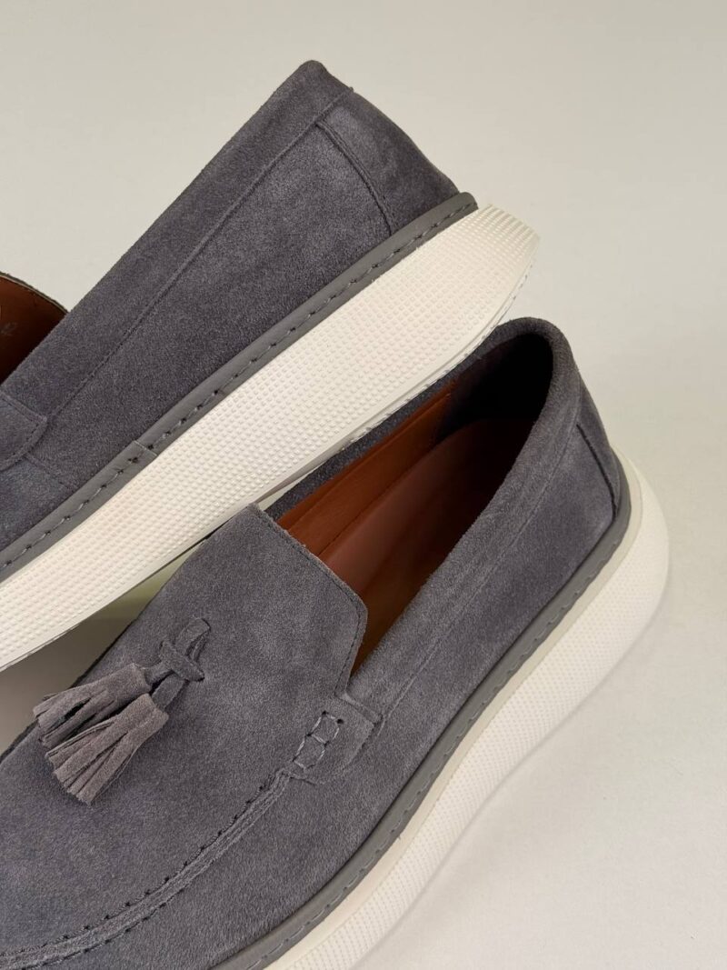 Gray/White Chamois Loafers - Image 6