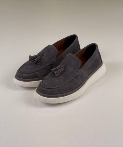 Gray/White Chamois Loafers