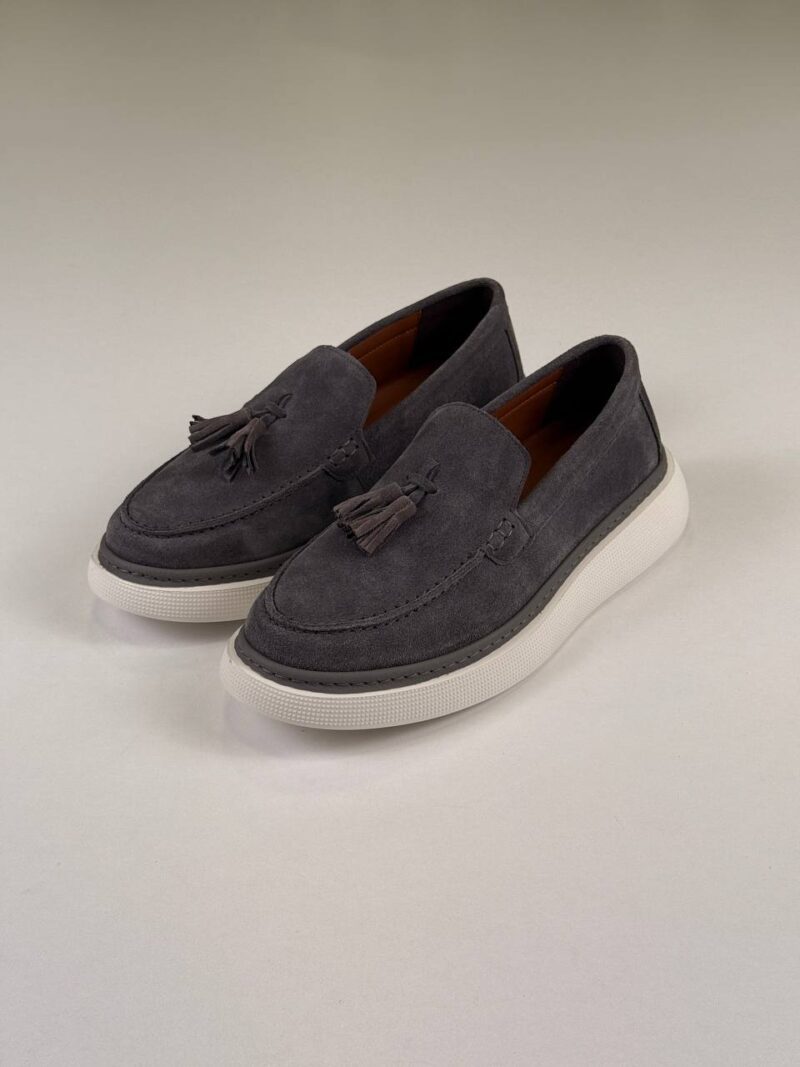Gray/White Chamois Loafers