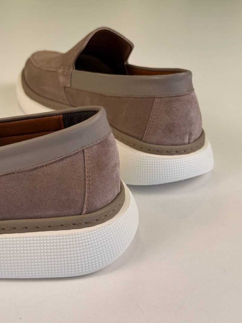 Gray/White Chamois Loafers - Image 2