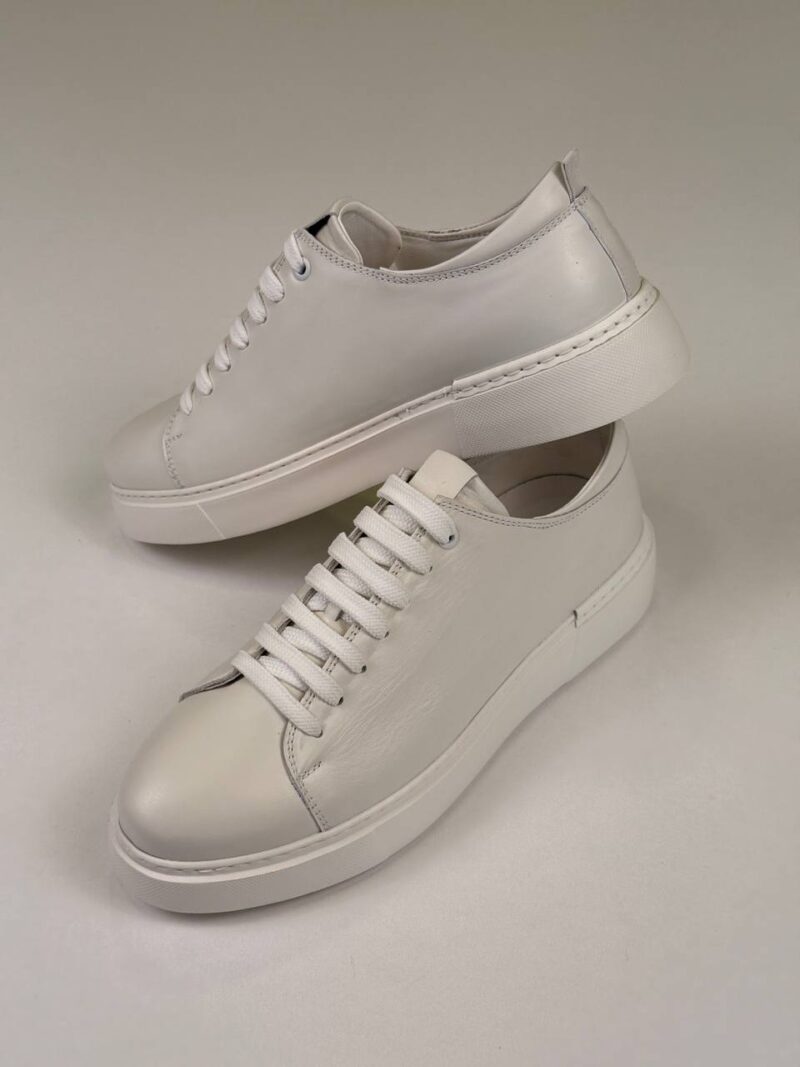 Full White Leather Sneakers - Image 2