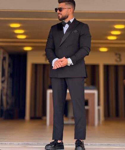 Black Tuxedo Dubetti Peak Lapel Suit