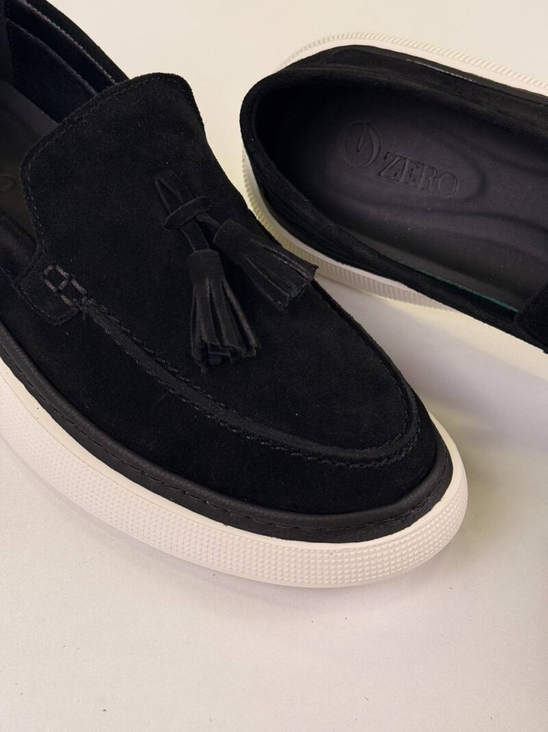 Black/White Chamois Loafers - Image 2