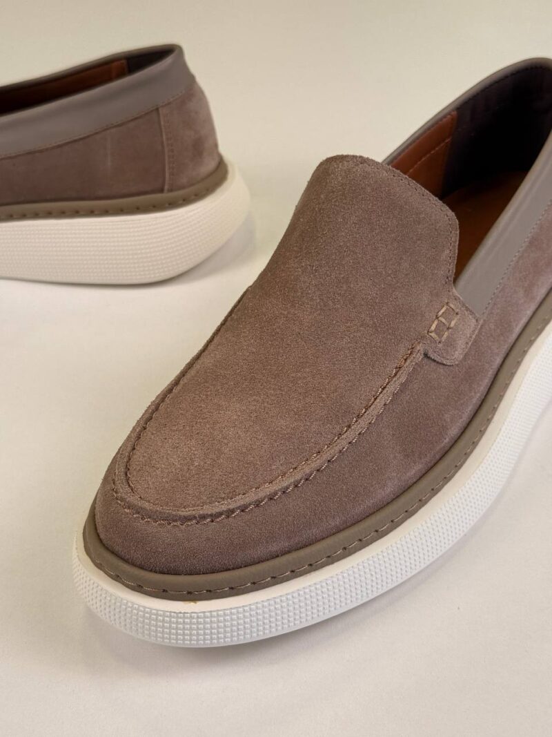 Gray/White Chamois Loafers - Image 3